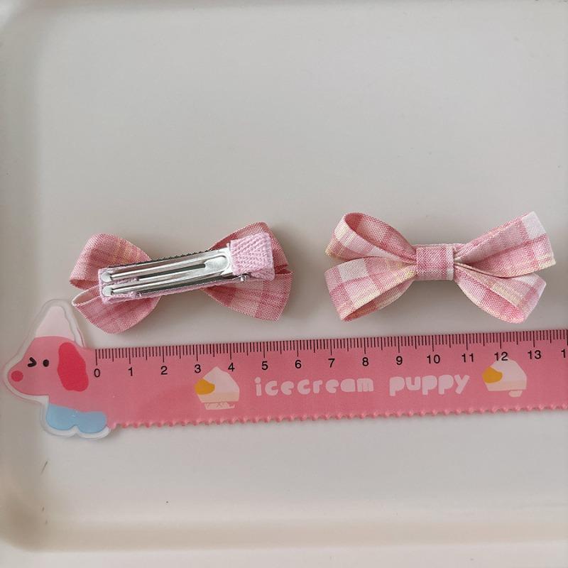 2pcs/set Sweet Plaid Kids Girl Hair Clip Korean Fashion Retro Cute Bow Children's Hair Pin Kawaii Hair Accessories Headwear