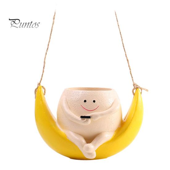 

Качающийся цветочный горшок из смолы с подвесной головкой в виде лица, желтый цветочный горшок с дренажным отверстием для суккулентных комнатных и уличных растений жёлтый