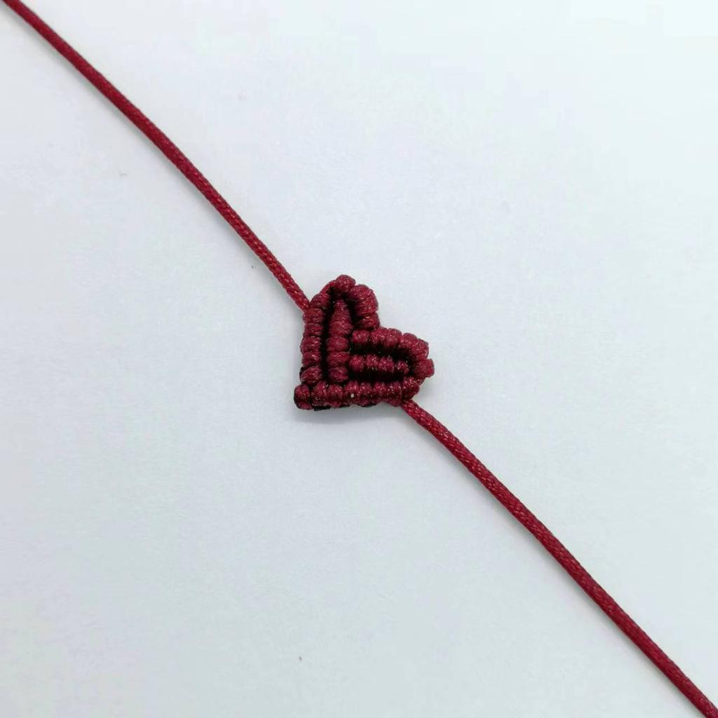 Handarbeit Handgestrickt Pfirsich Herzförmig Glücksbringend Rotes Seil Armband Verstellbar Damen Beste Freundin Anhänger Einfach Herren Paar Liebende Geschenk