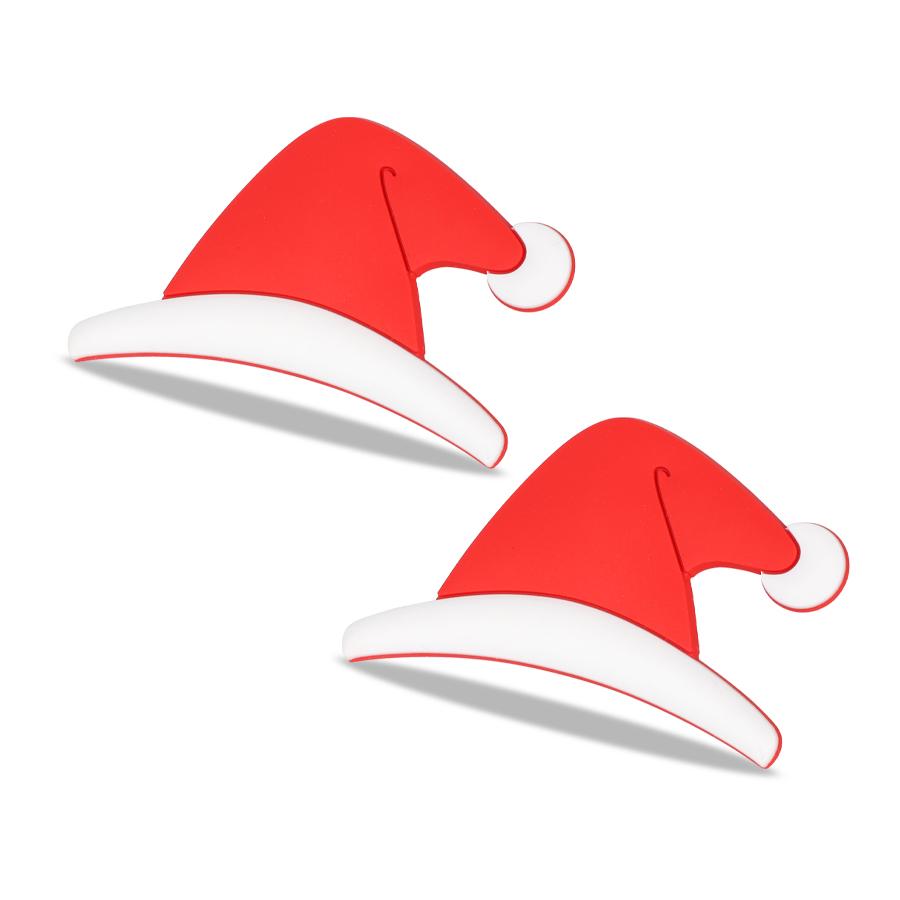 Suitable for most car models 3D Waterproof Christmas Santa Hat Stickers for Tesla Personalized Creative Car Logo