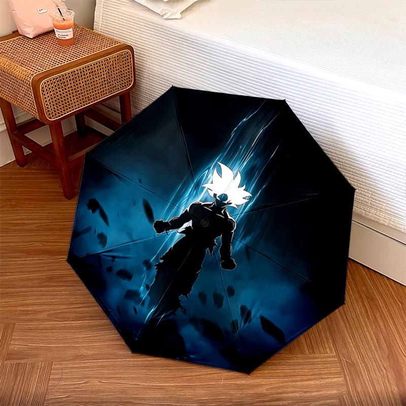 Padrão Dragon Ball, guarda-chuva de dobra automática, design portátil e dobrável, 8 varetas, um presente de Natal ou aniversário.