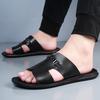 Herren Schwarz Leder Pantoffeln Flach Sommer Braun Sandalen Outdoor Weiß Breite Spitze Strandschuhe für Vater Übergröße 46 47 48