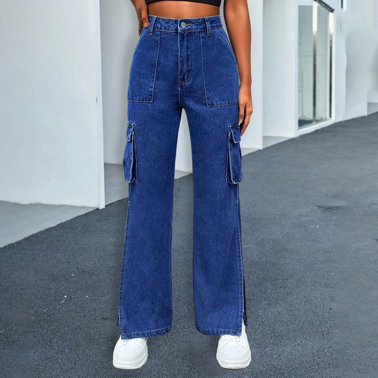 

Women s Trousers Large Size Stretch Jeans Loose Semi-Elastic Pants S