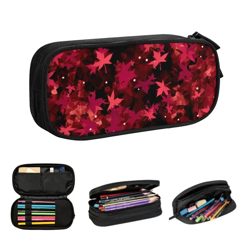 Fallen Leaves - Bloody Red Magical Forest Pencil Cases Large Storage Pen Bags Pen Box Pencil Pouch For Boys Girls Stationery