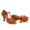 Scarpe da Danza Latina Donna Signora T-strap Salsa Tango Sala da Ballo Scarpe da Ballo Standard Altezza Tacco 7.5CM