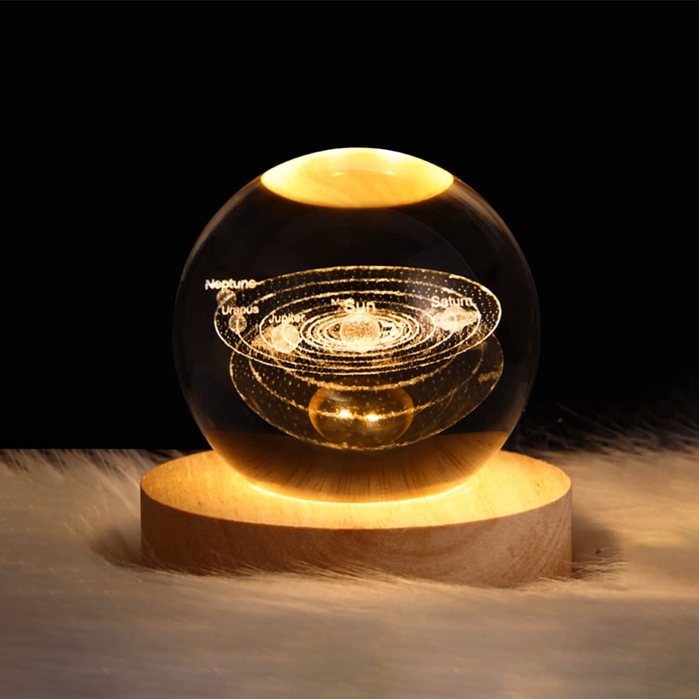BESTOYARD Kristallkugel, leuchtendes Geburtstagsgeschenk, Saturnlicht, indirekte Beleuchtung, LED-Licht, Nachttischlampe, Innenausstattung, Figur, USB-Aufladung, süße Waren
