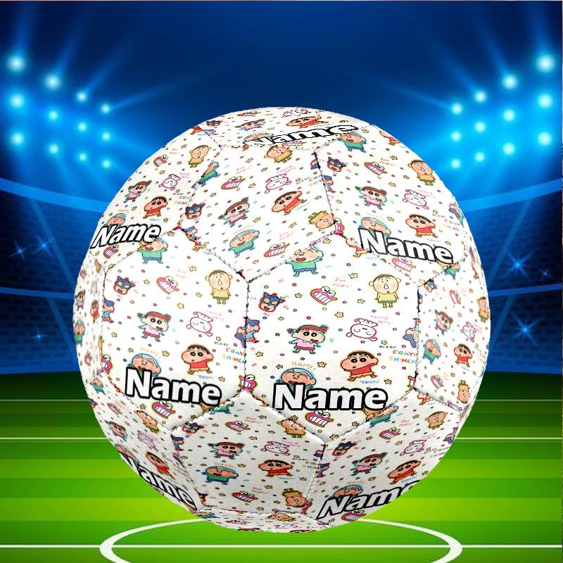 Custom Name Personalized Crayon Shin Print Size 5 Soccer Ball Training & Match Football, for Team, Kicking, Gift for Football