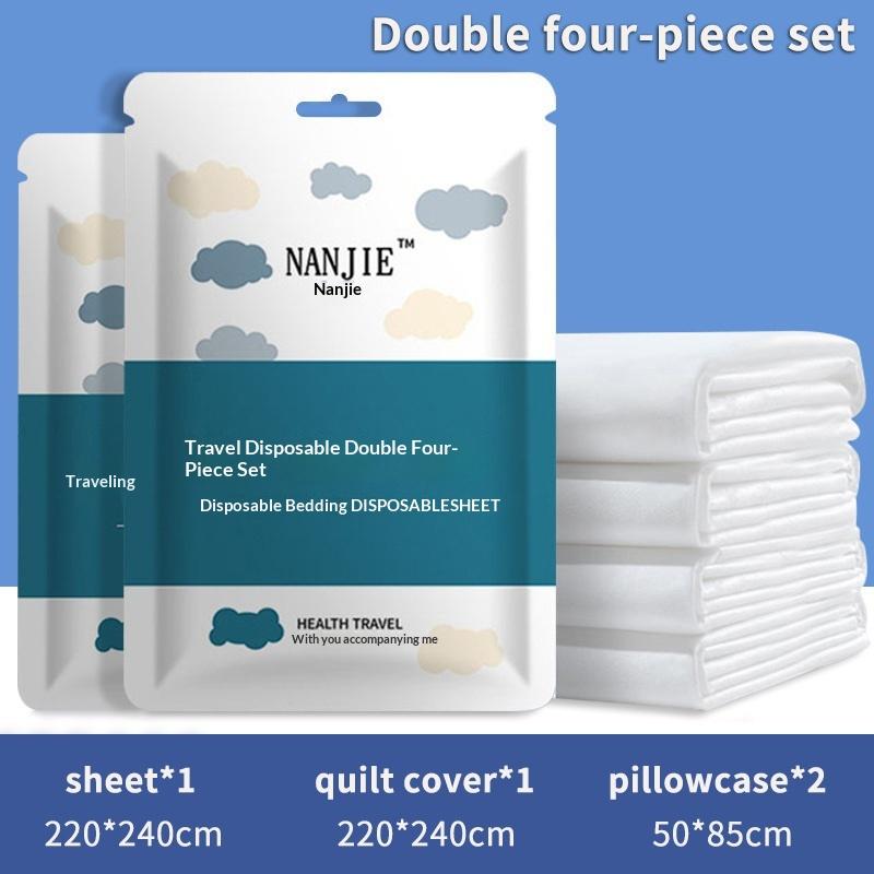 Non-Woven Bedding Set Disposable Duvet Cover 3/4Pcs Bed Sheet Travel Anti-Dirty Waterproof Hotel Portable Travel Bedding Set