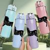 1PC Galloping Black Horse Silhouette 750ml Color Plastic Sports Water Bottle Leakproof Flip Straw Lid Suitable for Sports Office Home Use