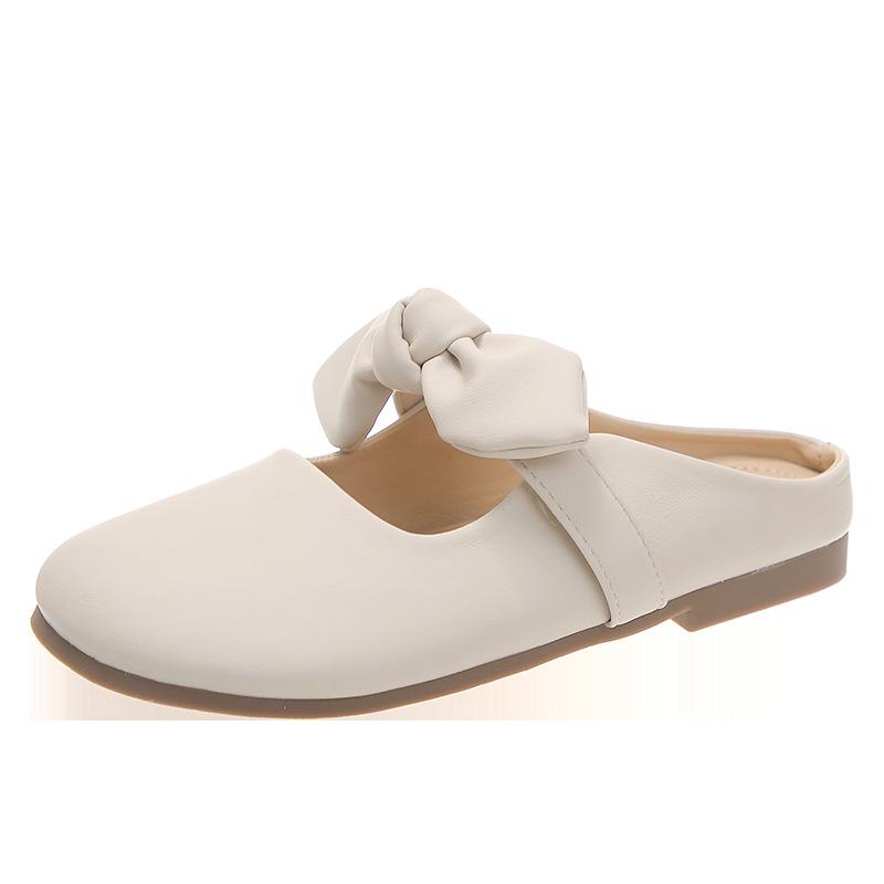 Frühling Neue Französische Zarte Schleife Slipper für Draußen Damen Zehenbedeckte Hausschuhe