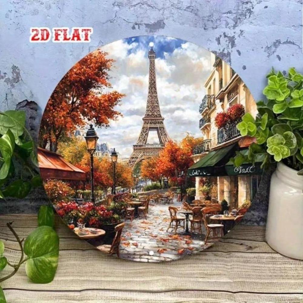 Paris Eiffel Tower Metal Wall Art Frameless Autumn Bohemian Decor for Home Cafe
