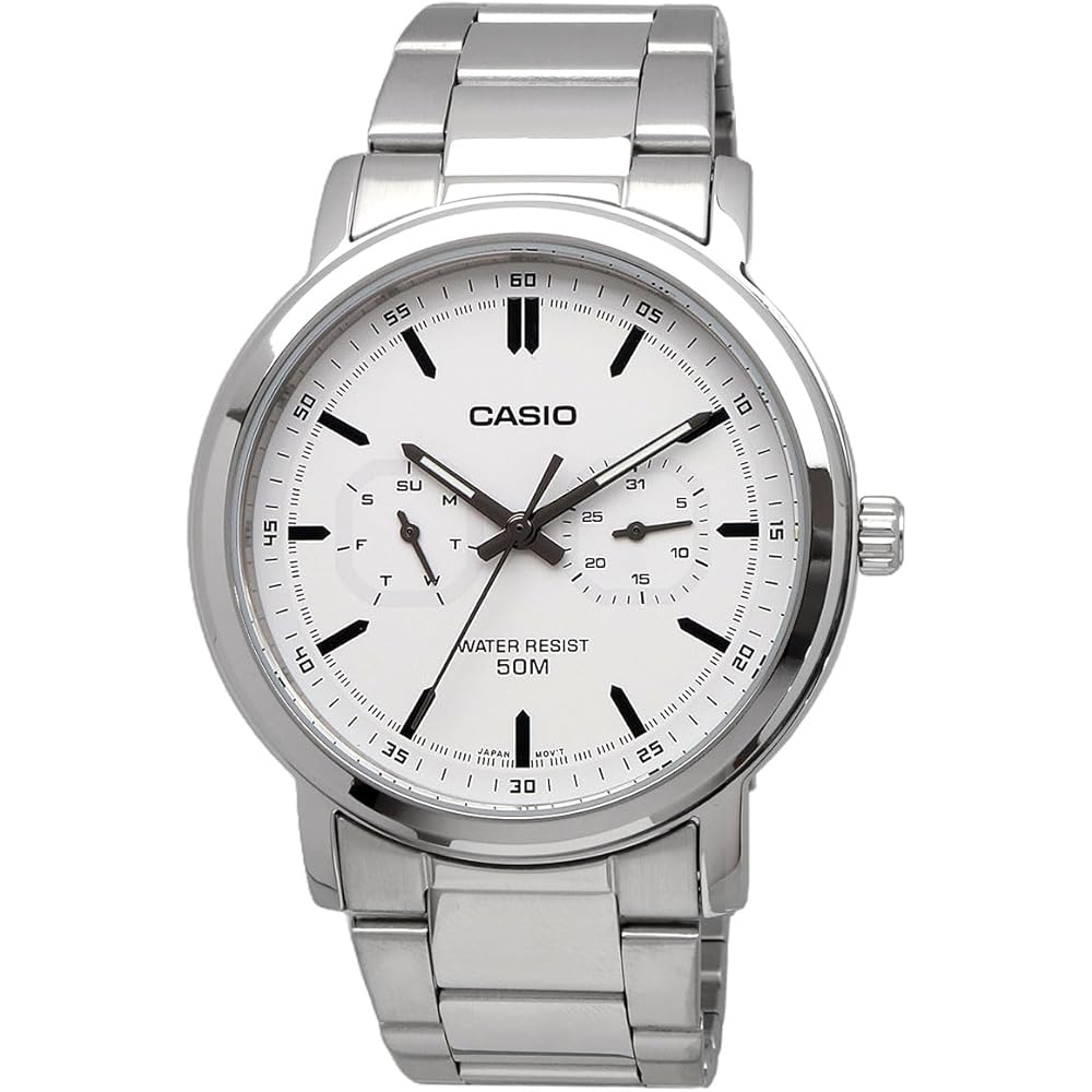 Casio Standard Quartz Men's Watch MTP-E335D-7EV Multi-Calendar Silver White Overseas Model