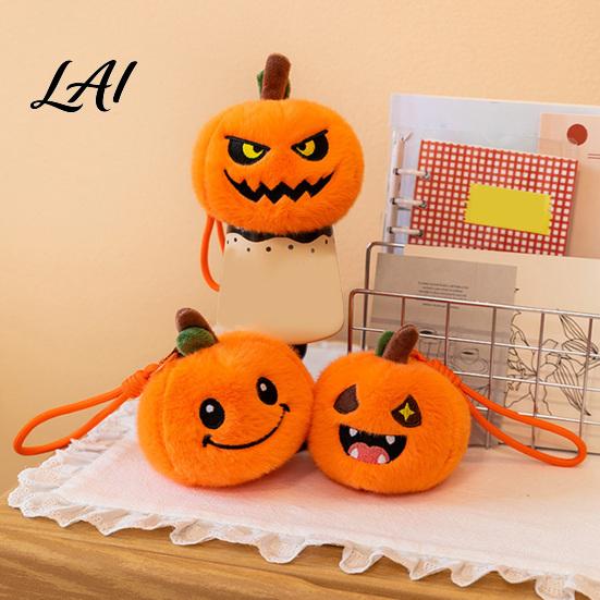 Small Halloween Decorations Pumpkin Plush Keychain Cute Spooky Stuffed Toy Pendant for Bag Charm Keys Soft Mini Doll Hanging Ornament Festival
