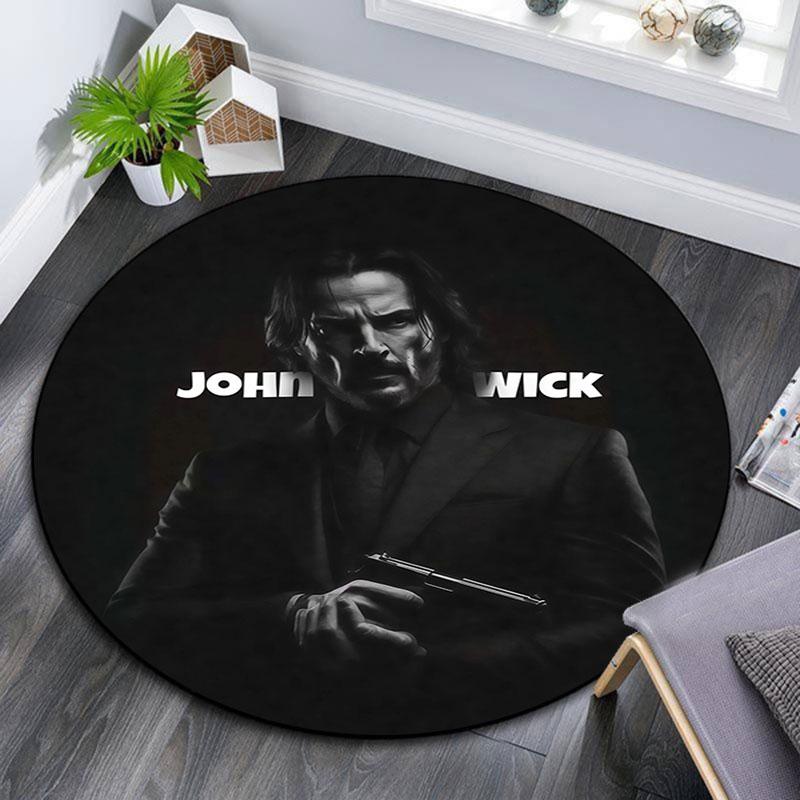 John Wick Art pattern round rug,Carpet Rug for Living Room Bedroom Playroom ,Non-slip Floor Mat,Holiday Gifts and Birthday Gifts.