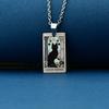 Stainless Steel Cat Tarot Card Necklace for Men Women Animal Divination Jewelry Accessory