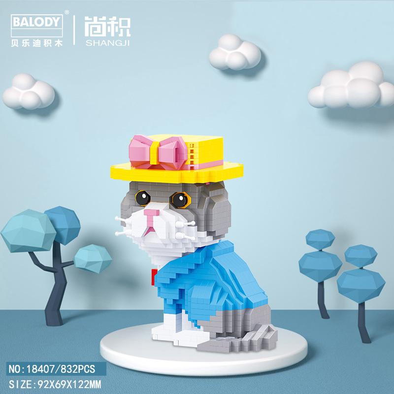 Kawaii Pet Building Blocks Doberman Shiba Inu Poodle Mike Dog Mini Bricks Cat Figure Husky Schnauzer Model Toys For Kids Gift