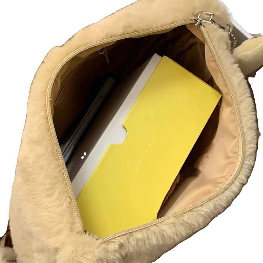 Cute Puppy Embroidered Handbag Autumn And Winter Plush Large Capacity Schoolgirl Shoulder Bag Underarm Bag Commuter Bag