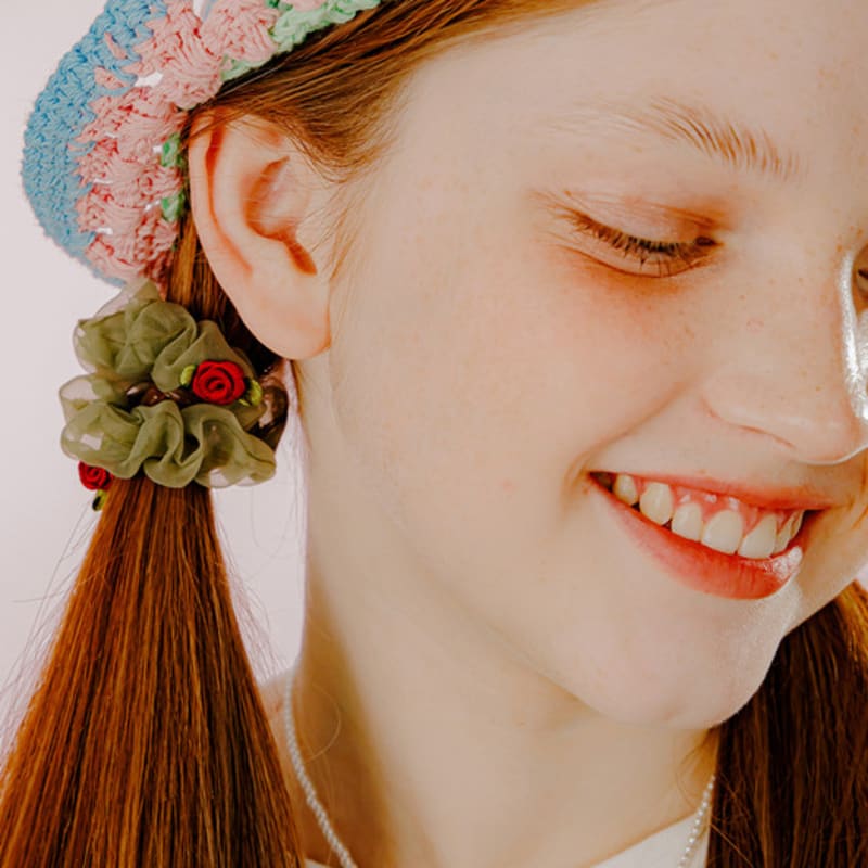 

прозрачная резинка-скранчи мини-роза mellotory (хаки) Khaki