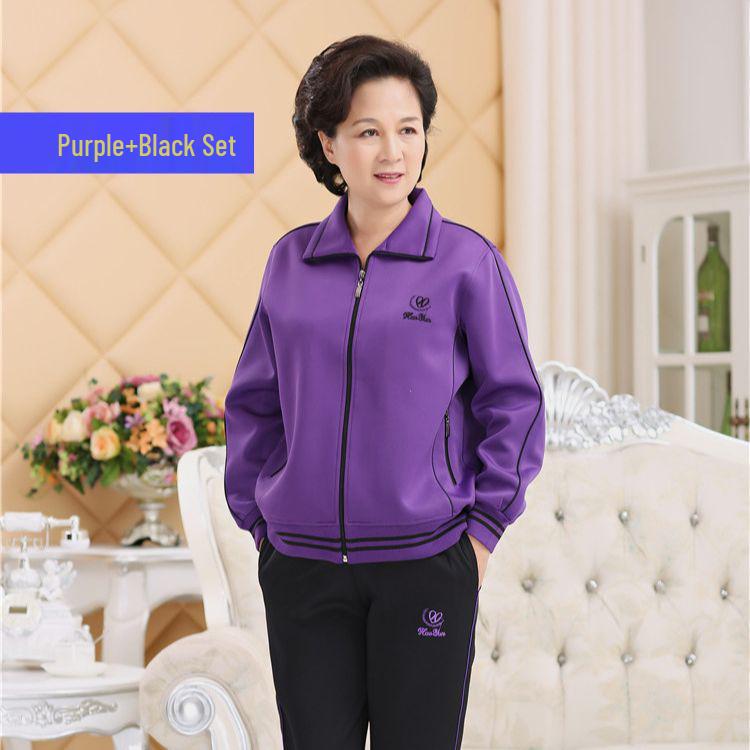 Sportbekleidungs-Set für Damen in Übergröße - Frühjahr/Herbst 2023, Zweiteiler mit langen Ärmeln für Mütter mittleren Alters und ältere Mütter