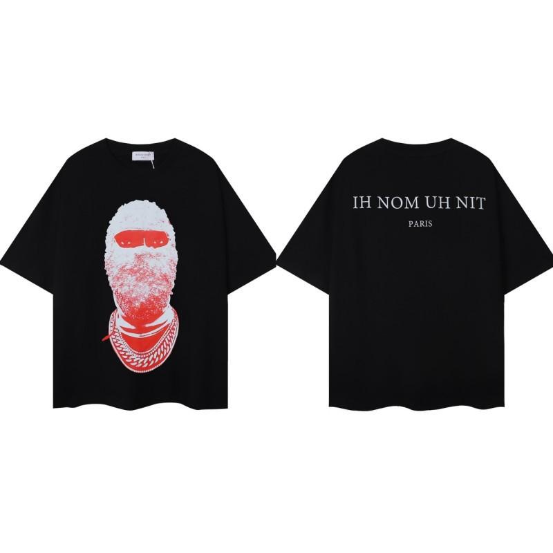 Stranger Things Masked Man Print Tee Men's American IH NOM UH NIT High Street Summer T-Shirt Casual Oversized Top