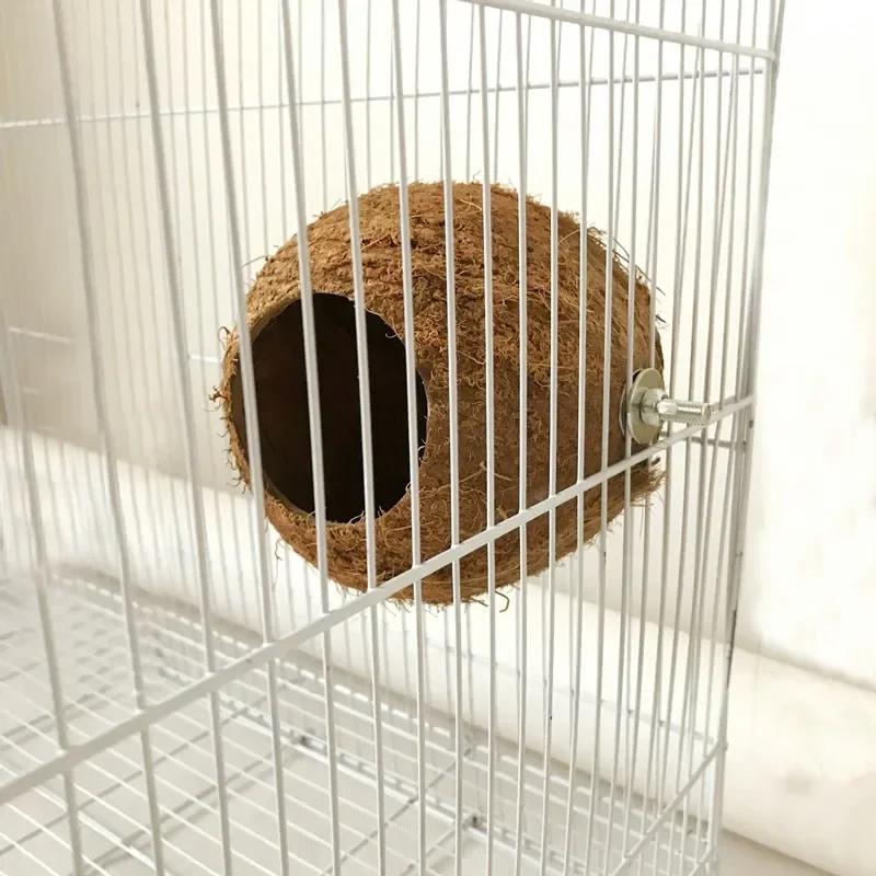 1pc Bird Parrot Nest Natural Coconut Shell Hanging Cage Toys Swing House Small Animals Pet Bird Nest Supplies
