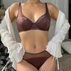French Satin Triangle Cup Seamless Lingerie Set - No Steel Ring, Available In Small & Large Sizes