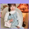 Cute Color-block Kids Shoulder Bag Mini Beaded Child Bag Fashion Bow Children Crossbody Bag Pink