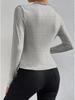 2024 High Neck Solid Color Slim-Fit Women's Long Sleeve Ruched T-Shirt