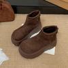 Vintage brown Maillard slim platform boots women's 2025 new autumn with skirt small height-increasing short boots