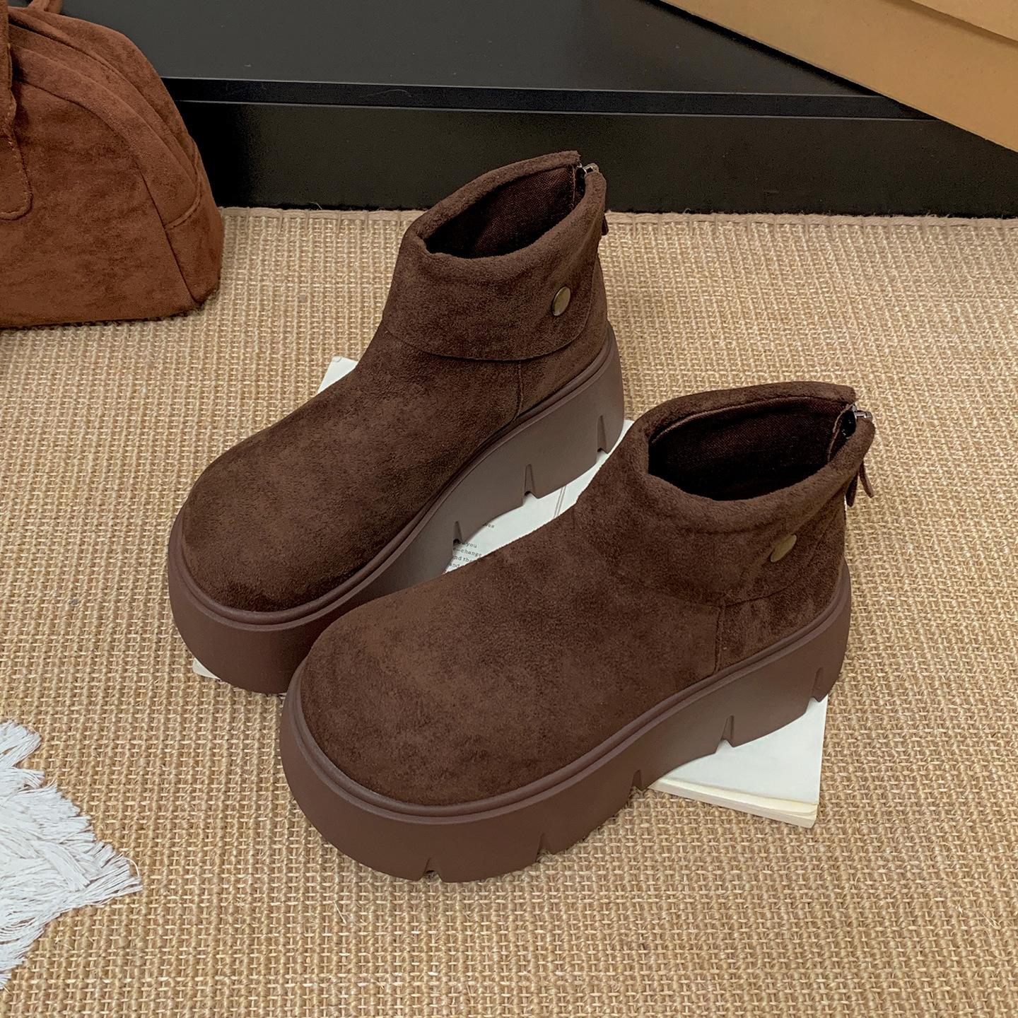 

Vintage brown Maillard slim platform boots women s 2025 new autumn with skirt small height-increasing short boots 40 темно-коричневого