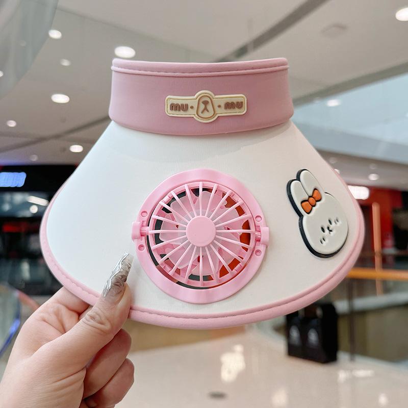 Children's Hat with Fan Solar Rechargeable Boys and Girls Big Hat Brim Sun Protection Sunshade Summer Travel Sun Hat