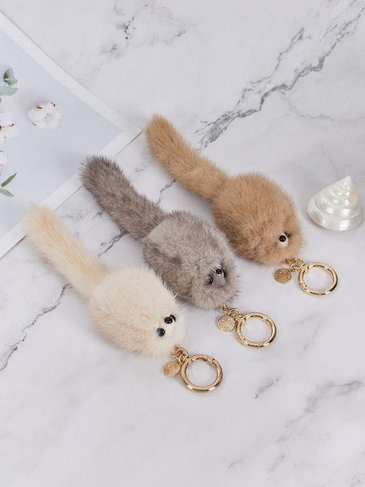 

MAIA Mink Tail Keychain Charm ivory