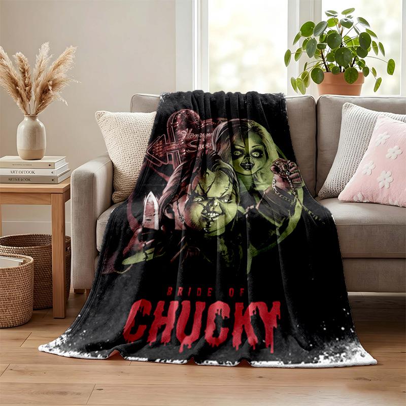 Chucky with Tiffany Blanket Flannel Blanket Soft Cozy Plush Throw for Sofa Bed Lightweight Home Decoration