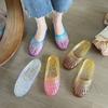 Summer New Baotou Cool Slippers for Women Flat Bottom Home Indoor Anti Slip Hollow Jelly Shoes for Women
