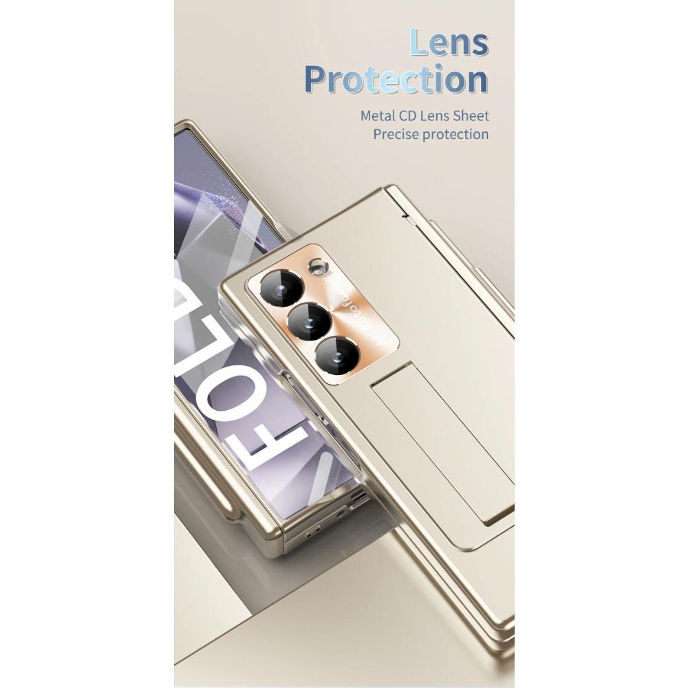 Military Armor with Touch Pen Holder Case for Samsung Galaxy Z Fold 6 5 4 3 Case Hinge Magnetic Plating Kickstand Stand Shockproof Full Cover