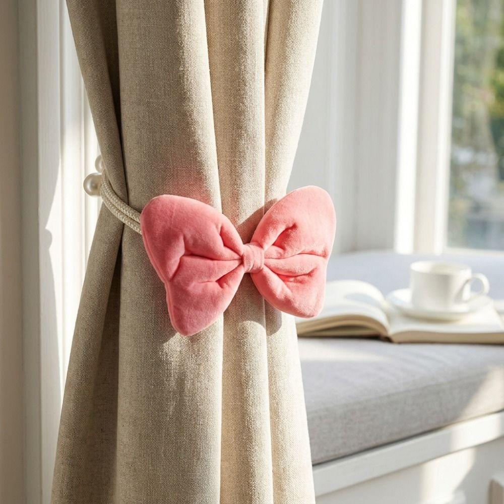 2Pcs INS Velvet Bow Curtain Tiebacks Creative Curtain Strap Bowknot Curtain Tiebacks  Window Decor