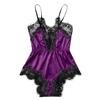 Women Satin Lace Bra Sexy Lingerie Underpant Siamese Sleepwear Bodysuit Babydoll