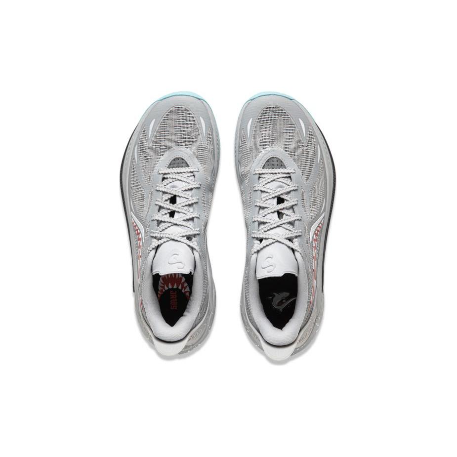 New LiNing SONIC 12 Great White Shark Anti Slip And Wear Resistant Support Rebound Low Top Basketball Shoes Men's Gray Red ABAU019-6