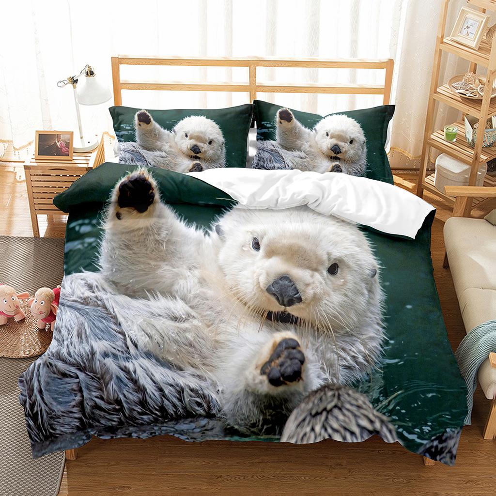 Brown Raccoon King Queen Double Full Duvet Cover Lovely Animal Bedding Set Wildlife Quilt Cover 2/3pcs Polyester Comforter Cover