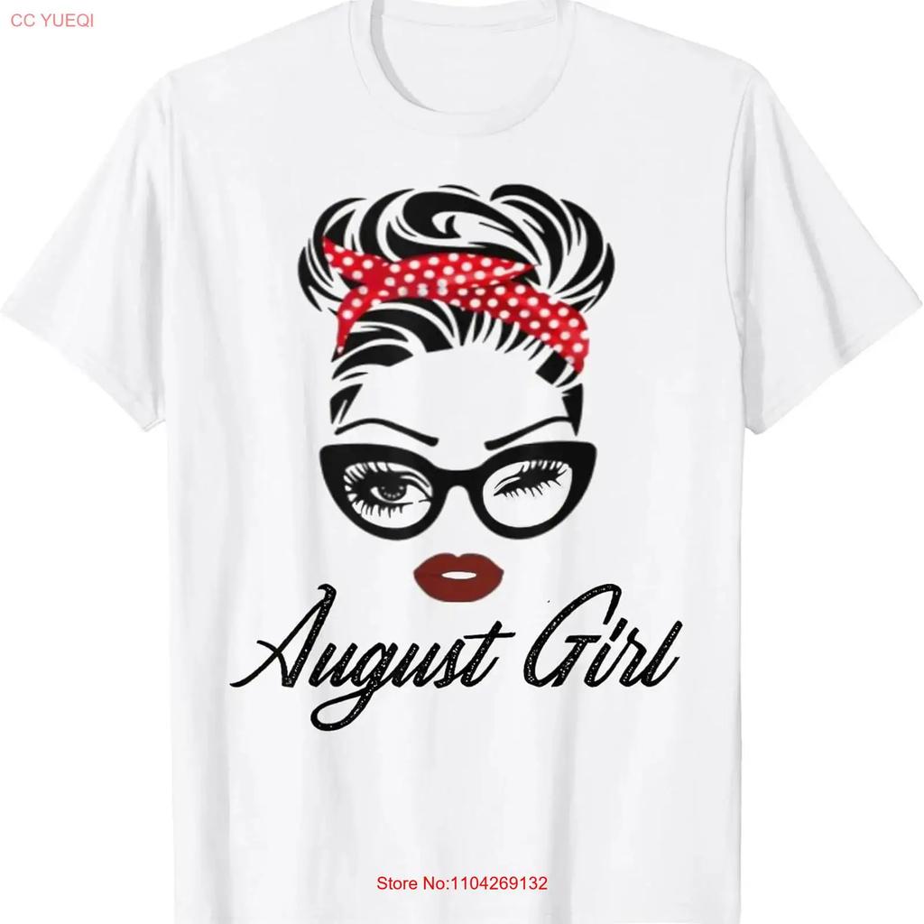August Girl Wink Eye Unisex Face Born In Birthday Cotton T Shirt Made Usa Vintage Fashion Top For Everyday Wear