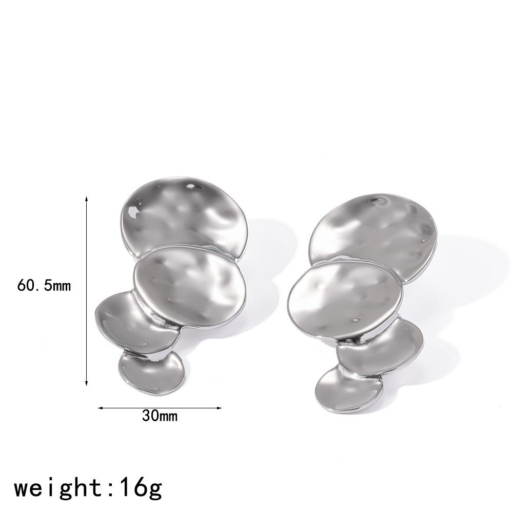 Stainless Steel Minimalist Oval PVD Plated Gold Mixed Color Ear Stud Women's Daily Waterproof Jewelry Accessorie Earrings