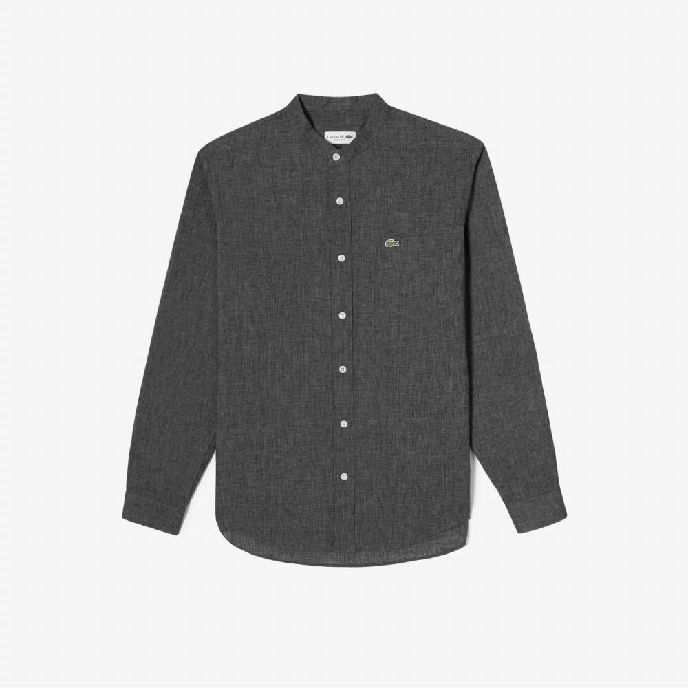 

LACOSTE Мужская Льняная Рубашка С Вырезом На Шею Серая