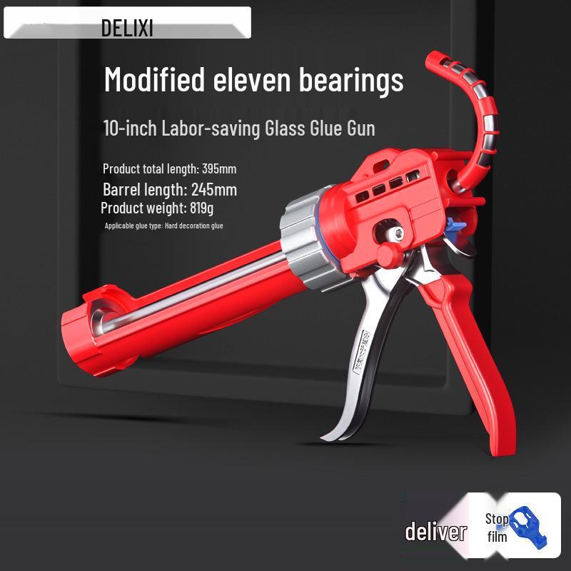 Delixi Automatic Glass Glue Gun: Sixteen-Axis Caulking Tool with Soft Sealant, Glue Cut-Off, and Labor-Saving Features.