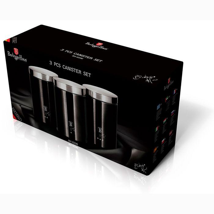 Set De 3 Boîtes De Cuisine En Acier Inoxydable Robuste, Ø11 X 17,8 Cm Design Berlinger Haus Black Silver Noir / Inox 57777