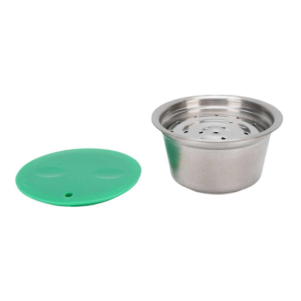 Kaffeekapsel aus Edelstahl Wiederverwendbar Nachfüllbar Kaffeepad-Becher mit Silikondeckel Passend für Dolce Gusto Kaffeemaschine