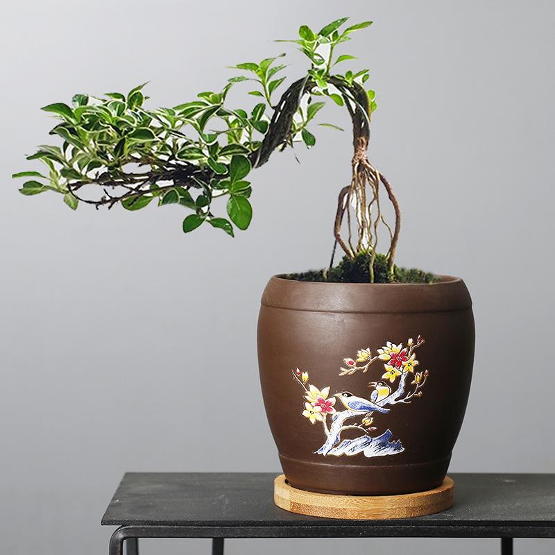 Vaso da Fiori Succulente Sabbia Viola Applicata Vecchia Pila Vaso Ceramico Creativo Vaso Ceramico Traspirante Retrò Vaso per Piante Grasse