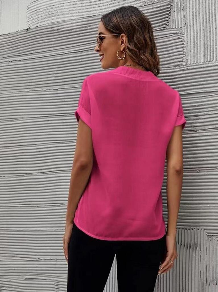 V-neck Short Sleeve Fashion Casual Shirt for Summer 2025
