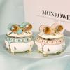 1pcs Enamel Metal Jewelry Box Bow Bell Ring Wedding Proposal Ring Holder Accessory Organizer Safe Material Portable