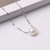 [ZIMO] White Pearl Chain Necklace with 925 Sterling Silver Accessories, Single Freshwater Pearl Pendant