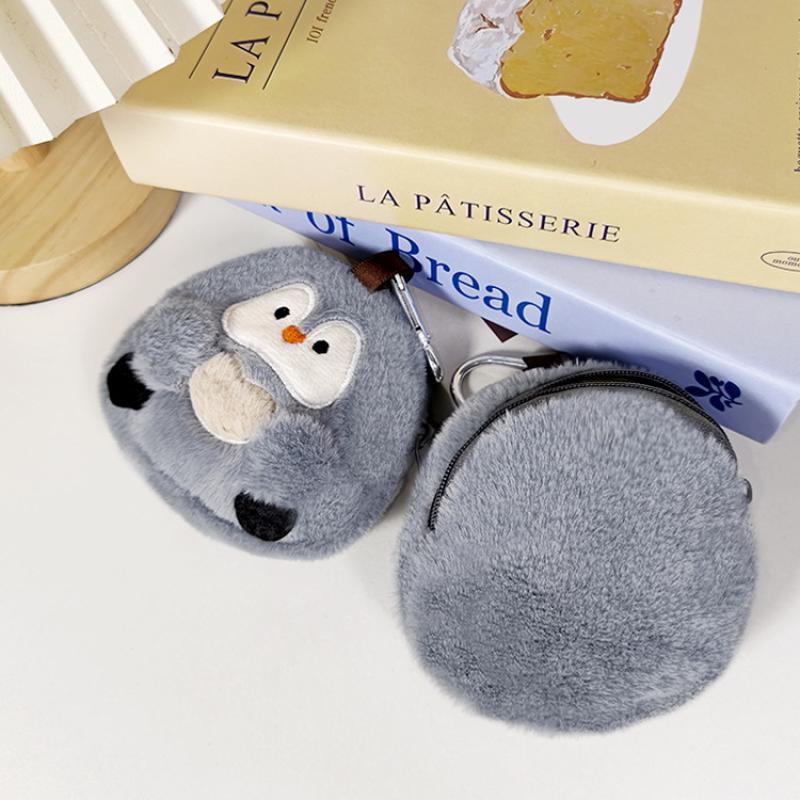 1 Piece Plush Wallet With Lanyard Mini Cartoon Penguin Coin Purse Zipper Bag Pendant Girls Charm Small Item Storage Bag